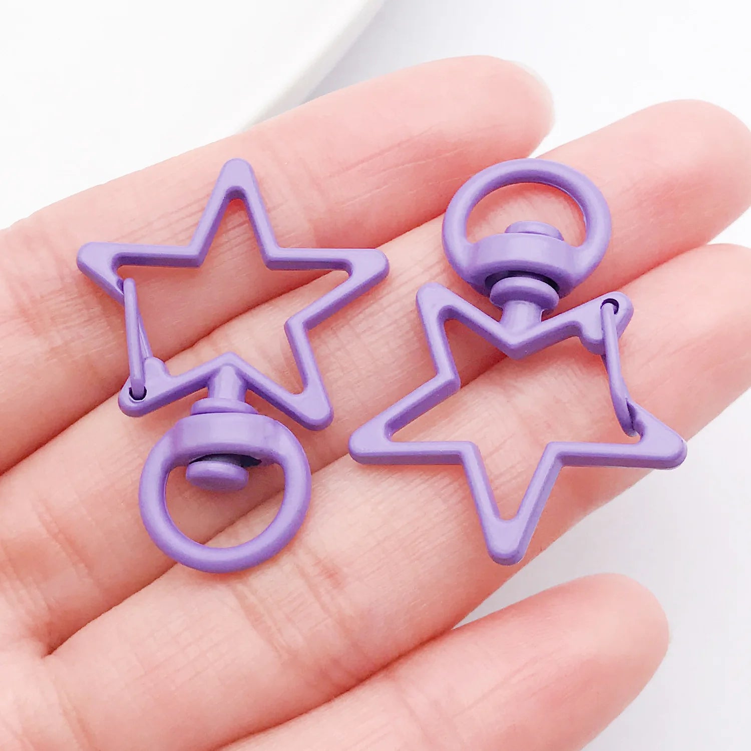 Zinc Alloy Candy Color Five Point Star Push Clasp Connector for DIY Keychain Jewelry Findings