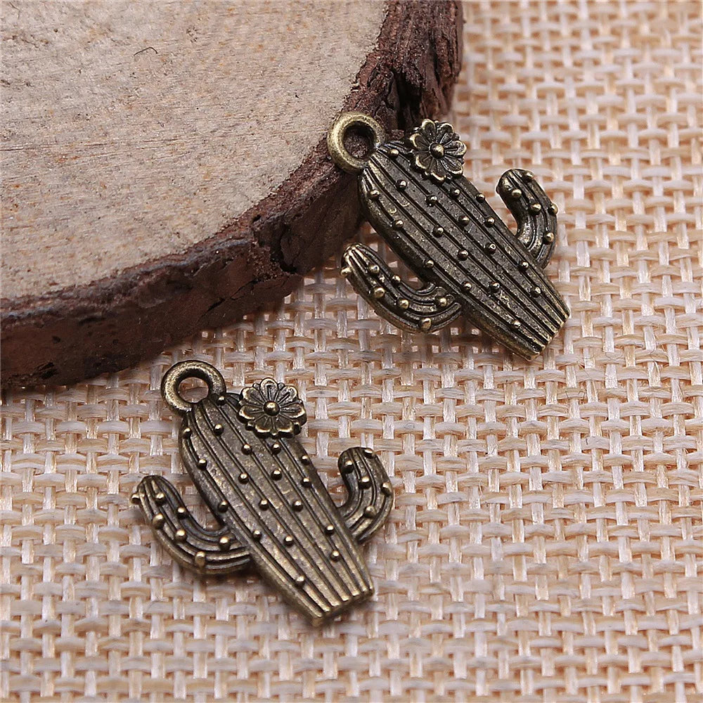 20x14mm 1.66g Multicolor Zinc Alloy Cactus Charm Pendant for Bracelet Necklace DIY Jewelry Making