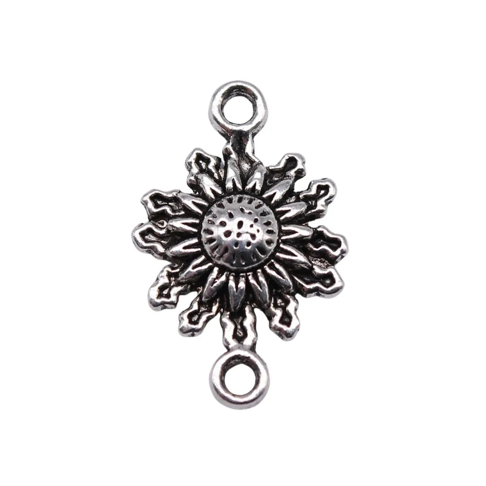 20x13mm 1.2g Antique Silver Zinc Alloy Sun Connector Charm for DIY Necklace Bracelet Jewelry Making