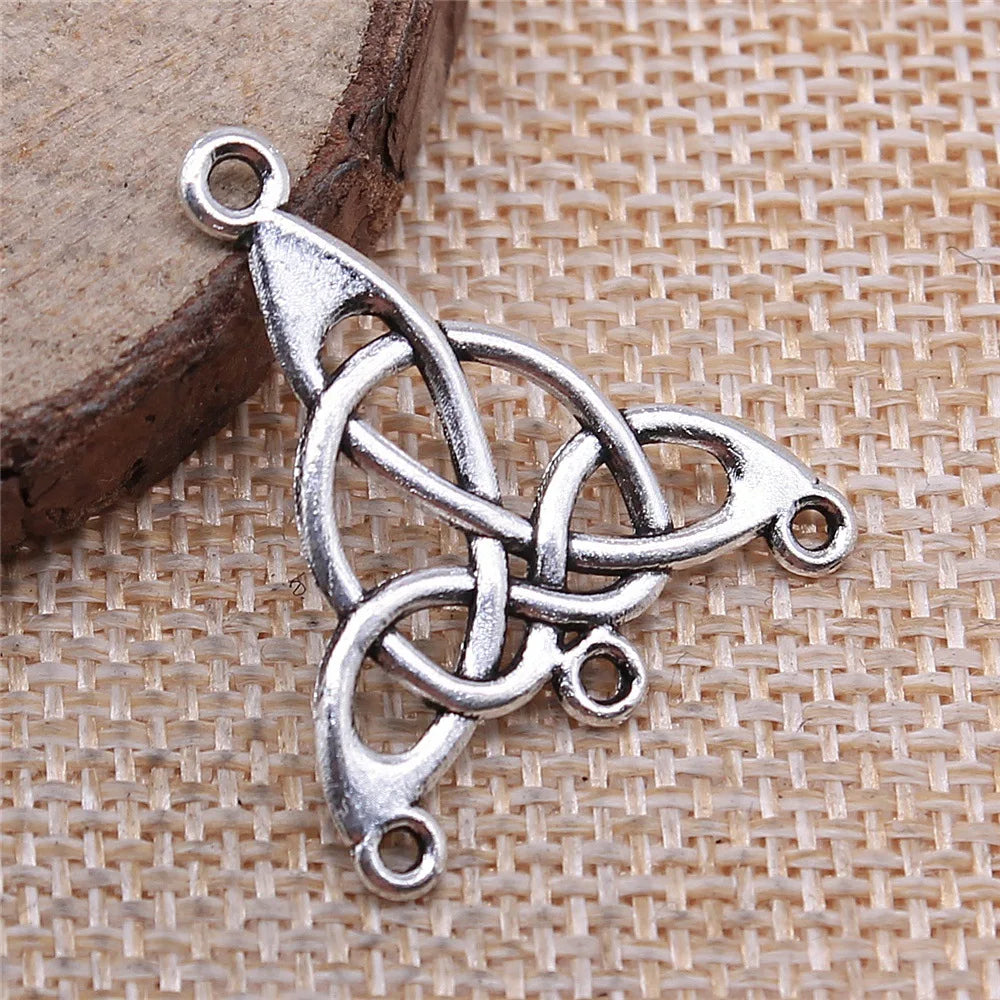 25x29mm 1.4g Antique Silver Zinc Alloy Openwork Earring Connector Charms for DIY Earring Making