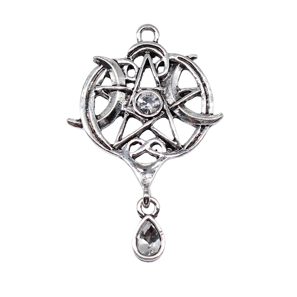 42x27mm 3.6g Antique Silver Zinc Alloy Star Moon Amulet Charm Pendant for Necklace Bracelet Making