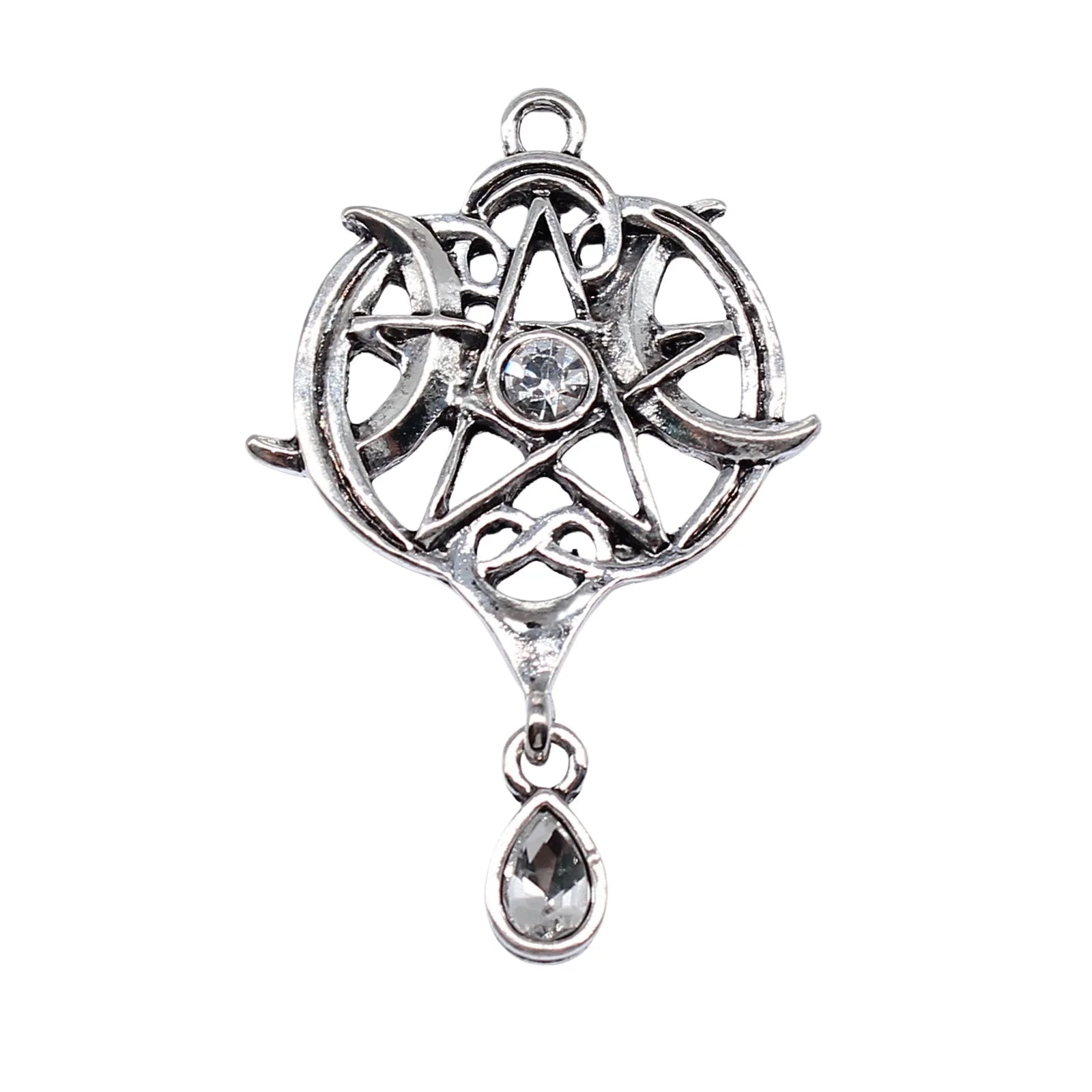 42x27mm 3.6g Antique Silver Zinc Alloy Star Moon Amulet Charm Pendant for Necklace Bracelet Making
