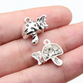17x17mm 1.6g Antique Silver Zinc Alloy Butterfly Mushroom Charm Pendant for DIY Jewelry Making