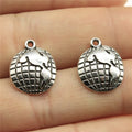 16x13mm 1g Antique Silver Zinc Alloy Earth Globe Charm Pendant for Necklace Bracelet DIY Jewelry Making