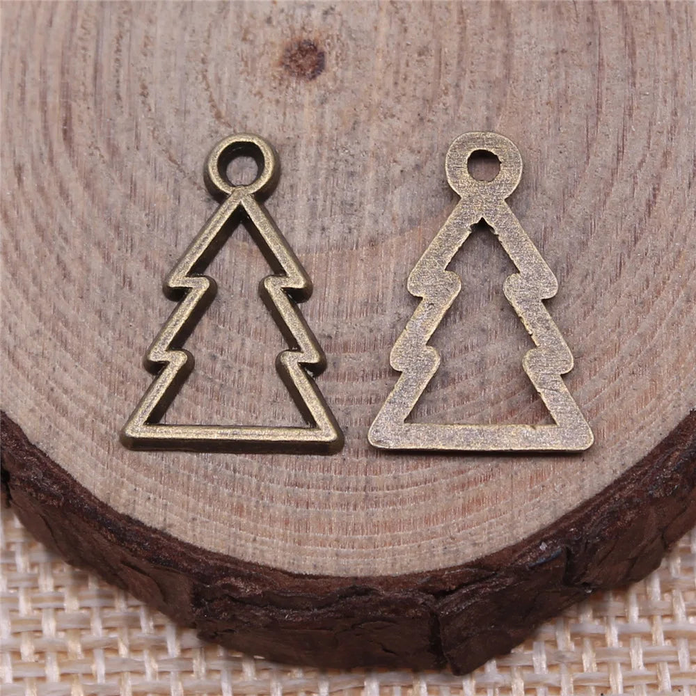 17x12mm 0.5g Multicolor Zinc Alloy Hollow Christmas Tree Pine Tree Charm Pendant for DIY Jewelry