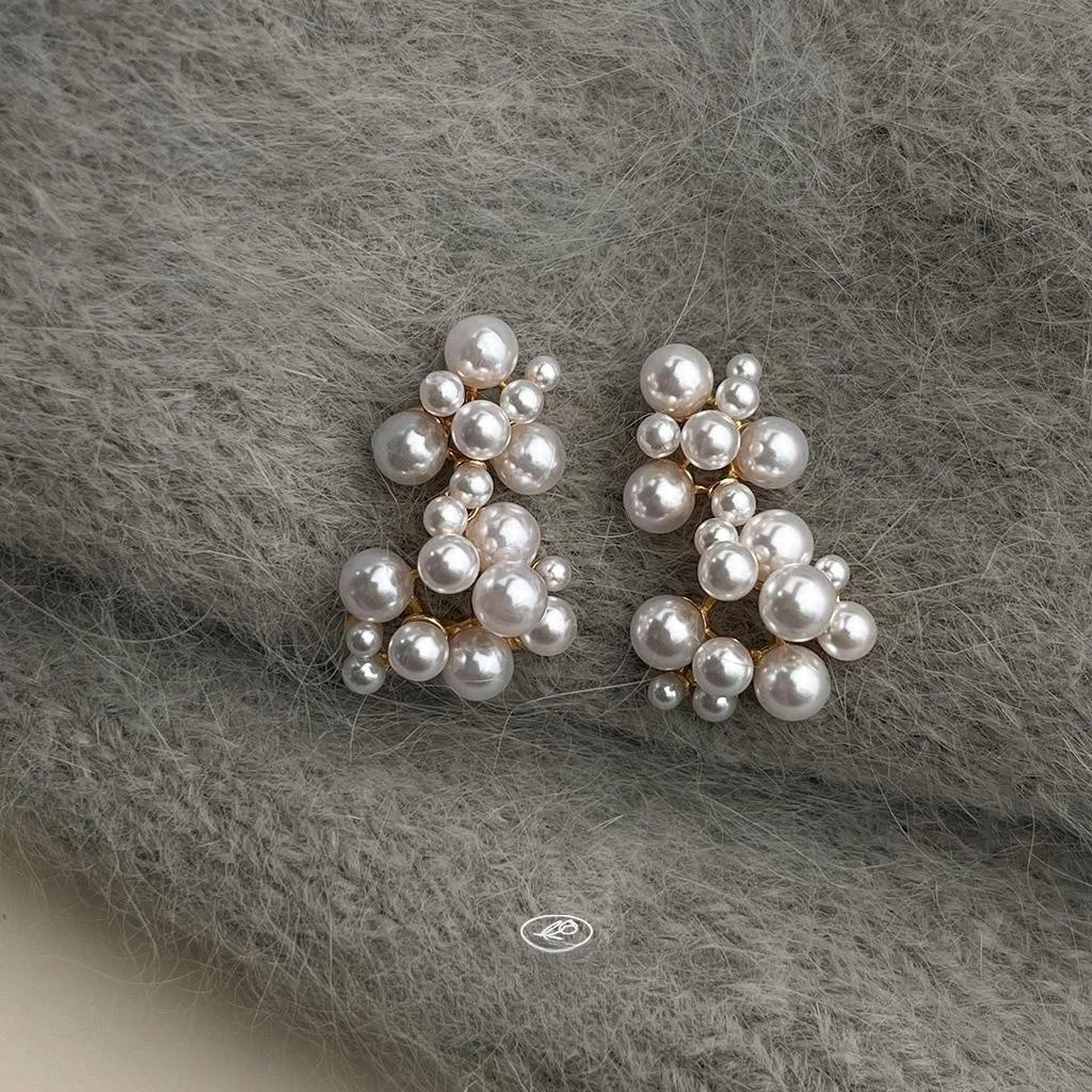 Light Luxury 14K Plated Pearl Tassel Constellation Drop Earrings With Copper