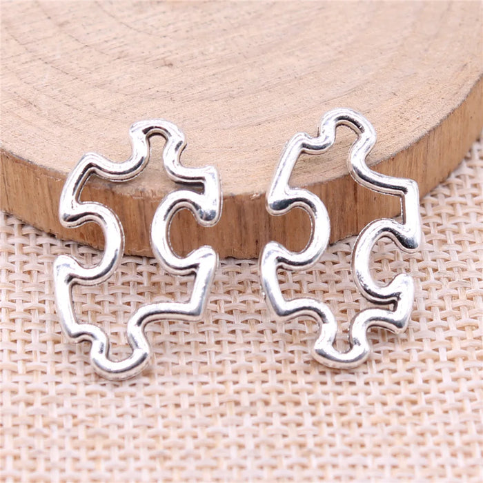24x15mm 1.54g Antique Silver Zinc Alloy Puzzle Charm Pendant for DIY Necklace Bracelet Jewelry Making