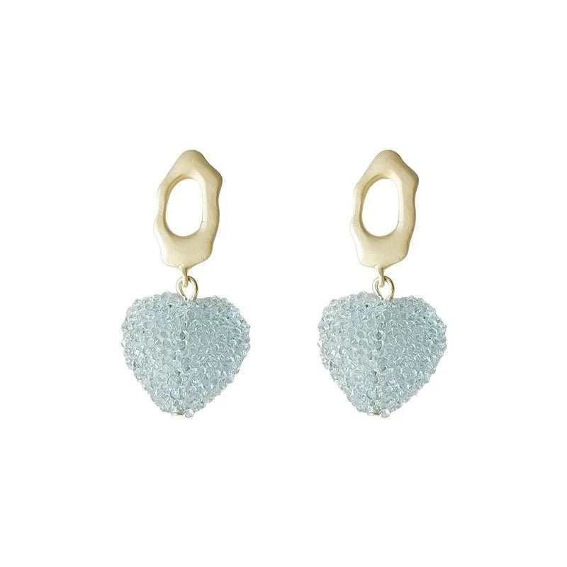 Forest Style Handmade Copper Heart Floral Tassel Drop Earrings With 14K Plated Pins