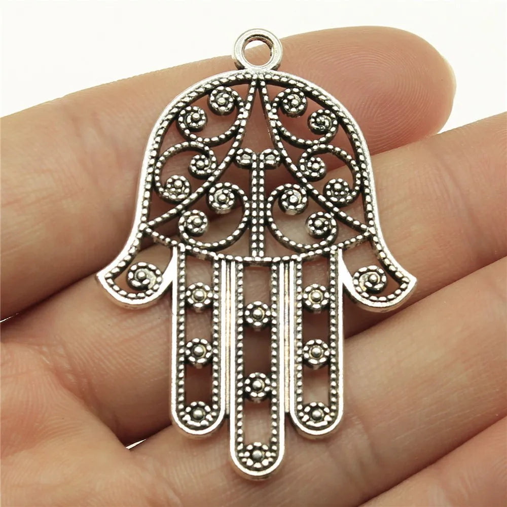 52x36mm 7.3g Antique Silver Zinc Alloy Large Hand Charm Pendant for DIY Necklace Bracelet Jewelry