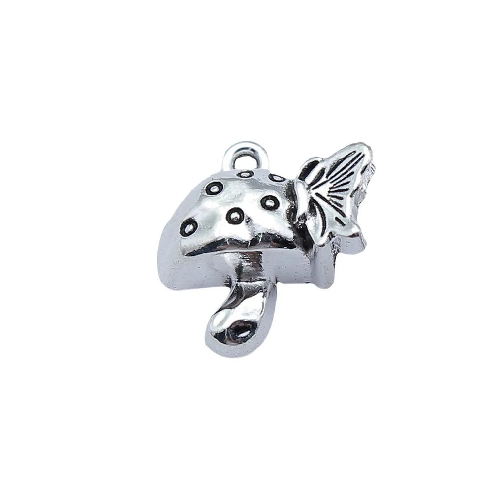 17x17mm 1.6g Antique Silver Zinc Alloy Butterfly Mushroom Charm Pendant for DIY Jewelry Making