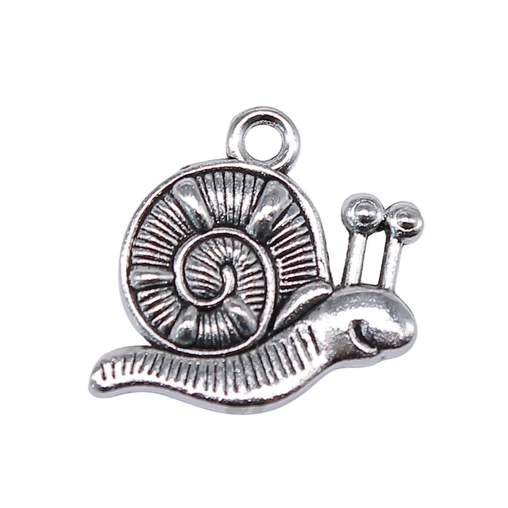 16x18mm 2.2g Antique Silver Zinc Alloy Double Sided Snail Charm Pendant for DIY Bracelet Jewelry Making