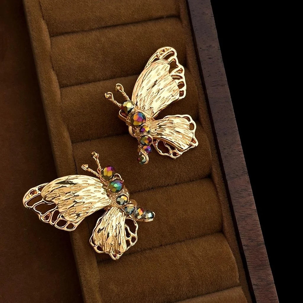 Forest Fairy Style Copper Butterfly Drop Earrings, Sweet Statement Animal Design
