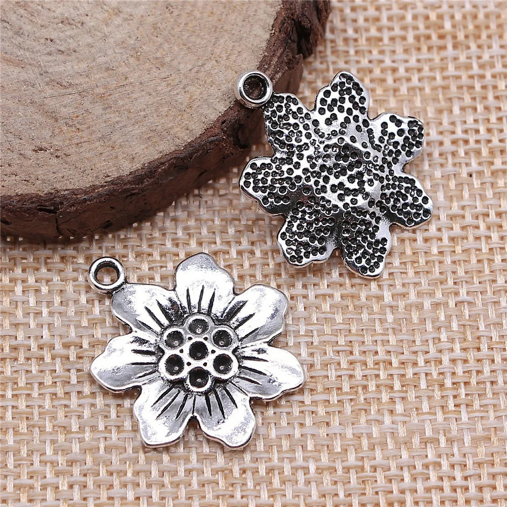 25x21mm 1.7g Multicolor Zinc Alloy Flower Charm Pendant for DIY Necklace Bracelet Jewelry Making