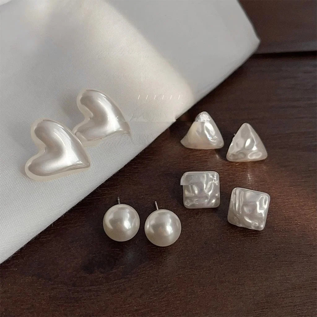 Minimalist Geometric Resin Stud Earrings Triangle Square Everyday Commuter Fashion Jewelry