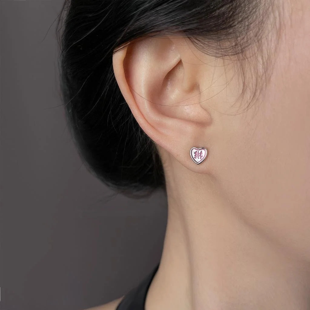 Cute Mini Pink Heart Stud Earrings Eco-Friendly Copper Sweet Minimalist Student Jewelry
