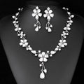 Elegant Bridal Crystal Rhinestone Flower Drop Earrings And Necklace Jewelry Set For Wedding Banquet Gift