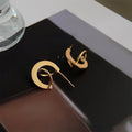 14K Gold Plated Copper Geometric Hoop Stud Earrings For Women Minimalist Luxury Style