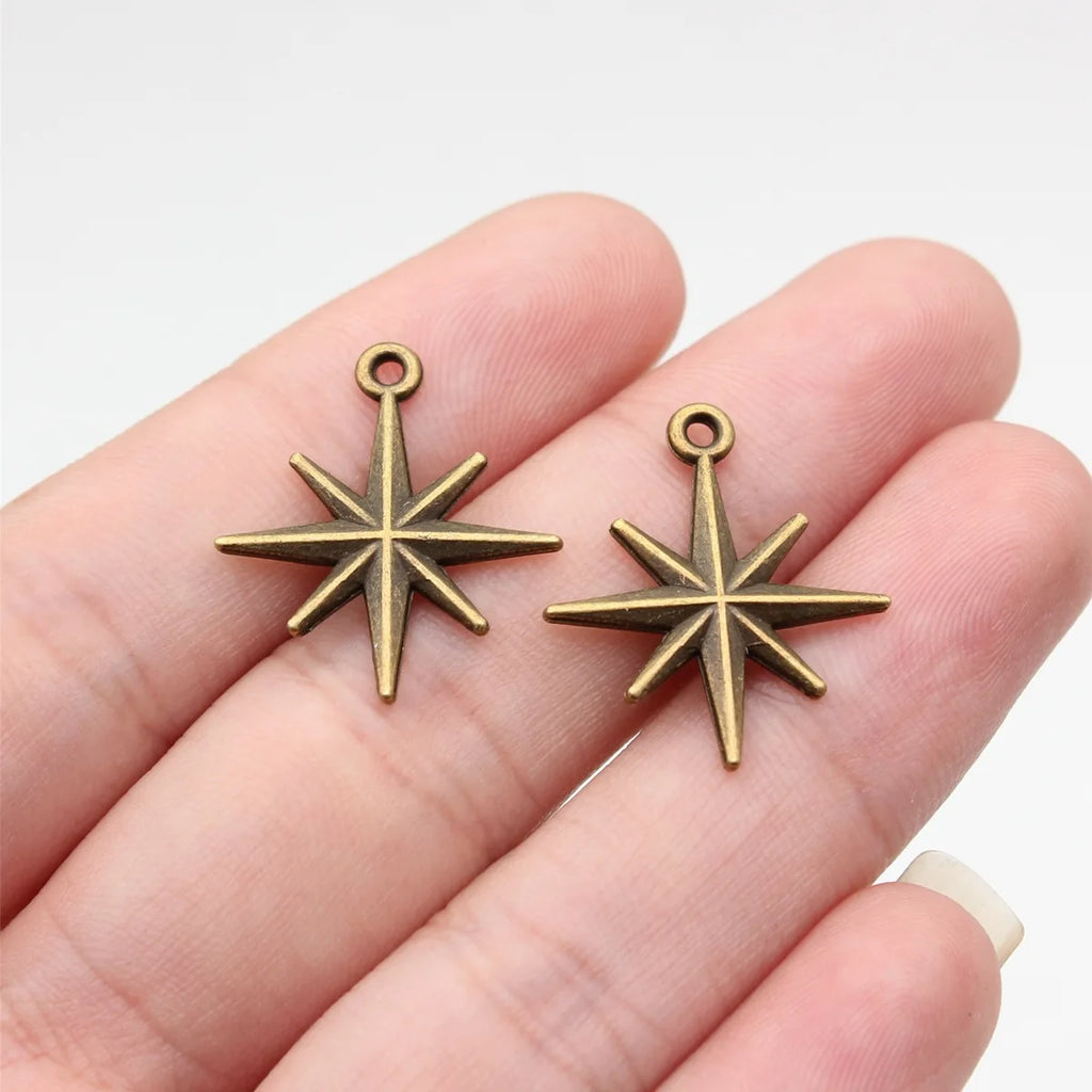 23x20mm 1.1g Multicolor Zinc Alloy Starburst Charm Pendant for DIY Necklace Bracelet Jewelry