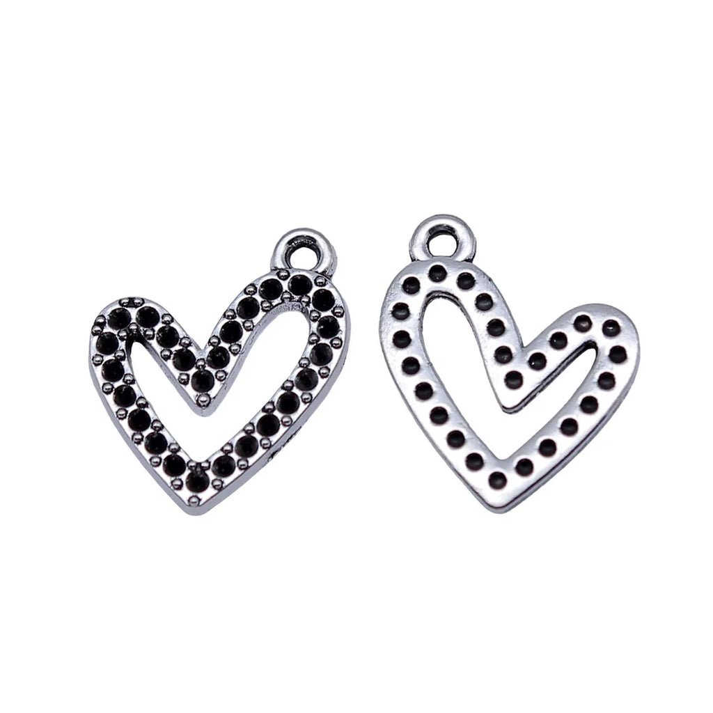 17x15mm 0.85g Antique Silver Zinc Alloy Heart Charm Pendant for DIY Necklace Bracelet Jewelry Making
