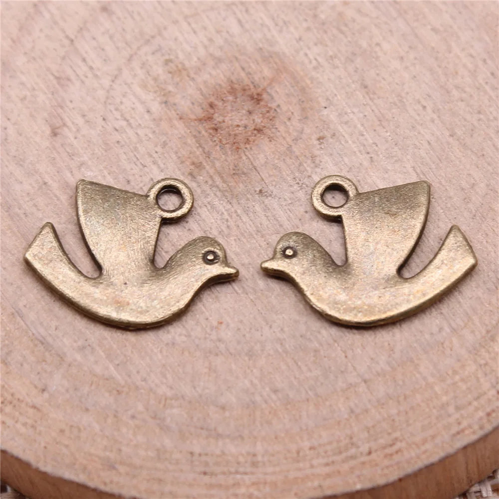12x16mm 0.9g Multicolor Zinc Alloy Peace Dove Charm Pendant for DIY Necklace Bracelet Making