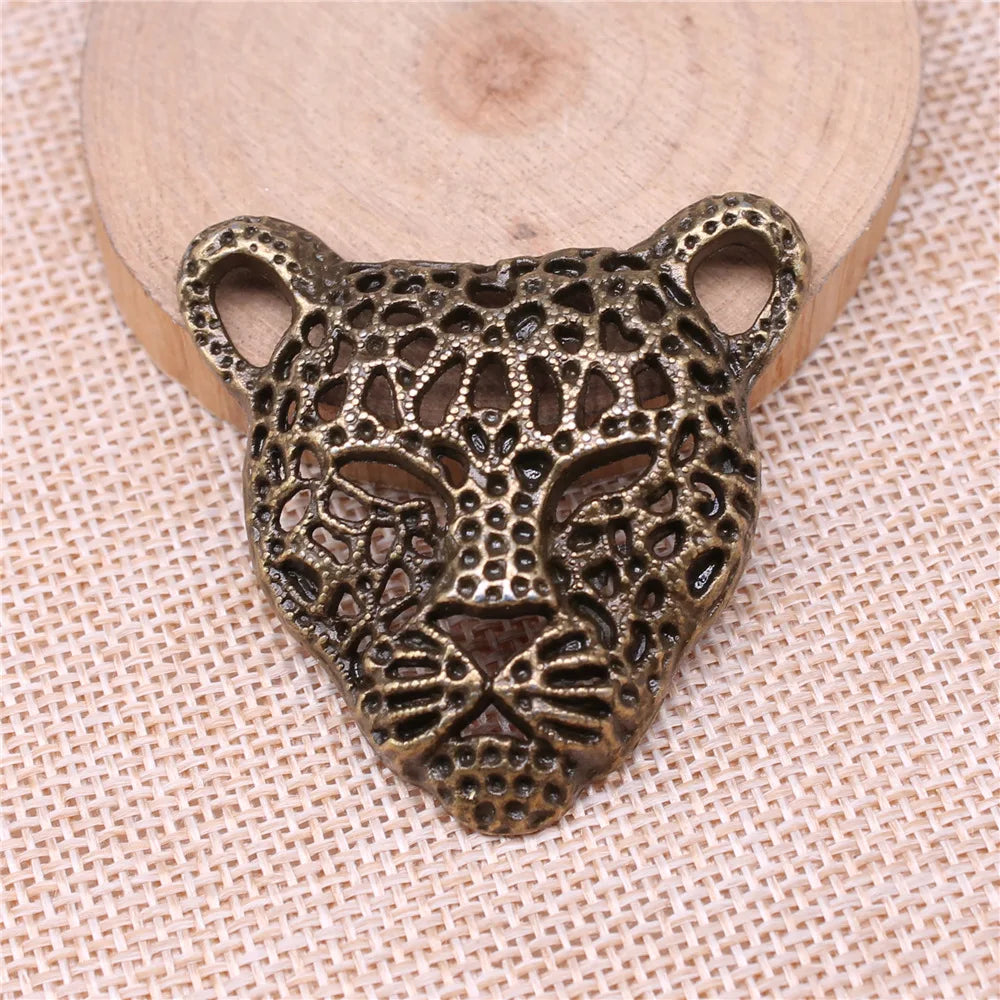 45x43mm 15.2g Multicolor Zinc Alloy Leopard Head Charm Pendant for DIY Necklace Jewelry Making
