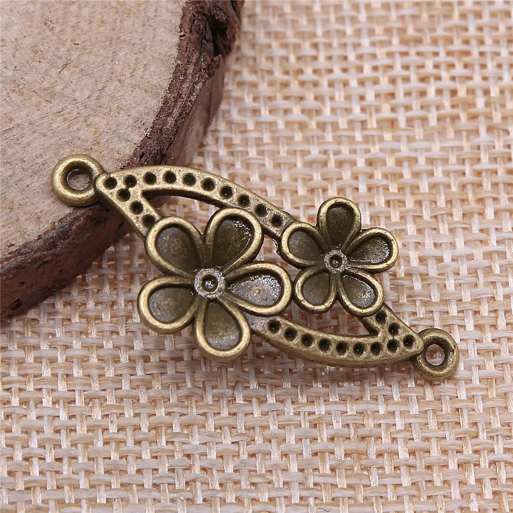 37x17mm 2.2g Multicolor Zinc Alloy Flower Connector Charm for DIY Necklace and Bracelet Making