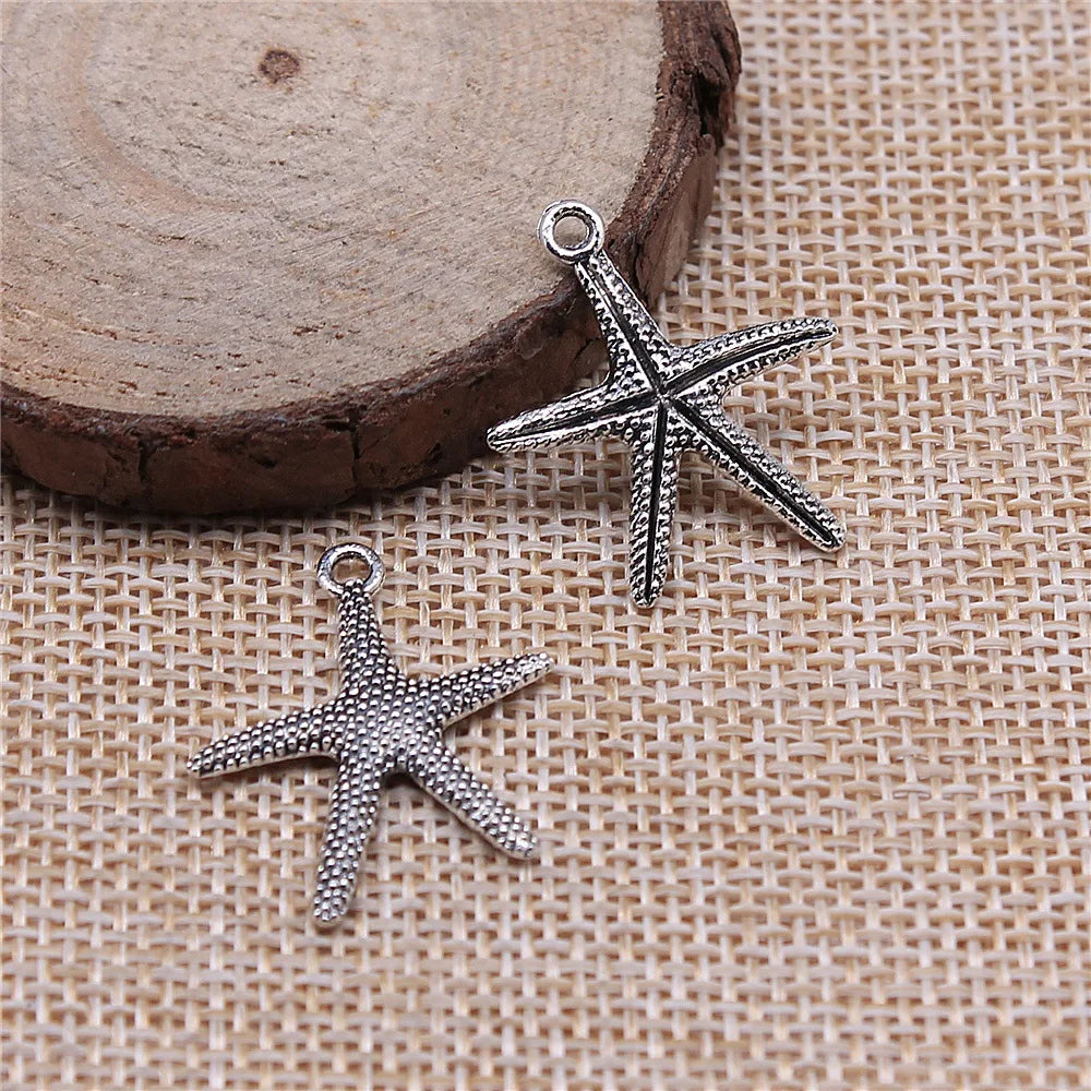 26x22mm 1.4g Multicolor Zinc Alloy Starfish Charm Pendant for DIY Bracelet Necklace Making
