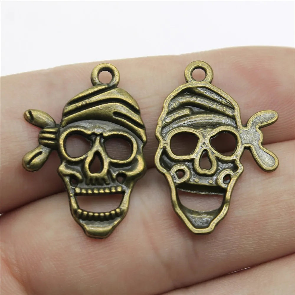 27x20mm 1.8g Multicolor Zinc Alloy Skull Charm Pendant for DIY Necklace Bracelet Making