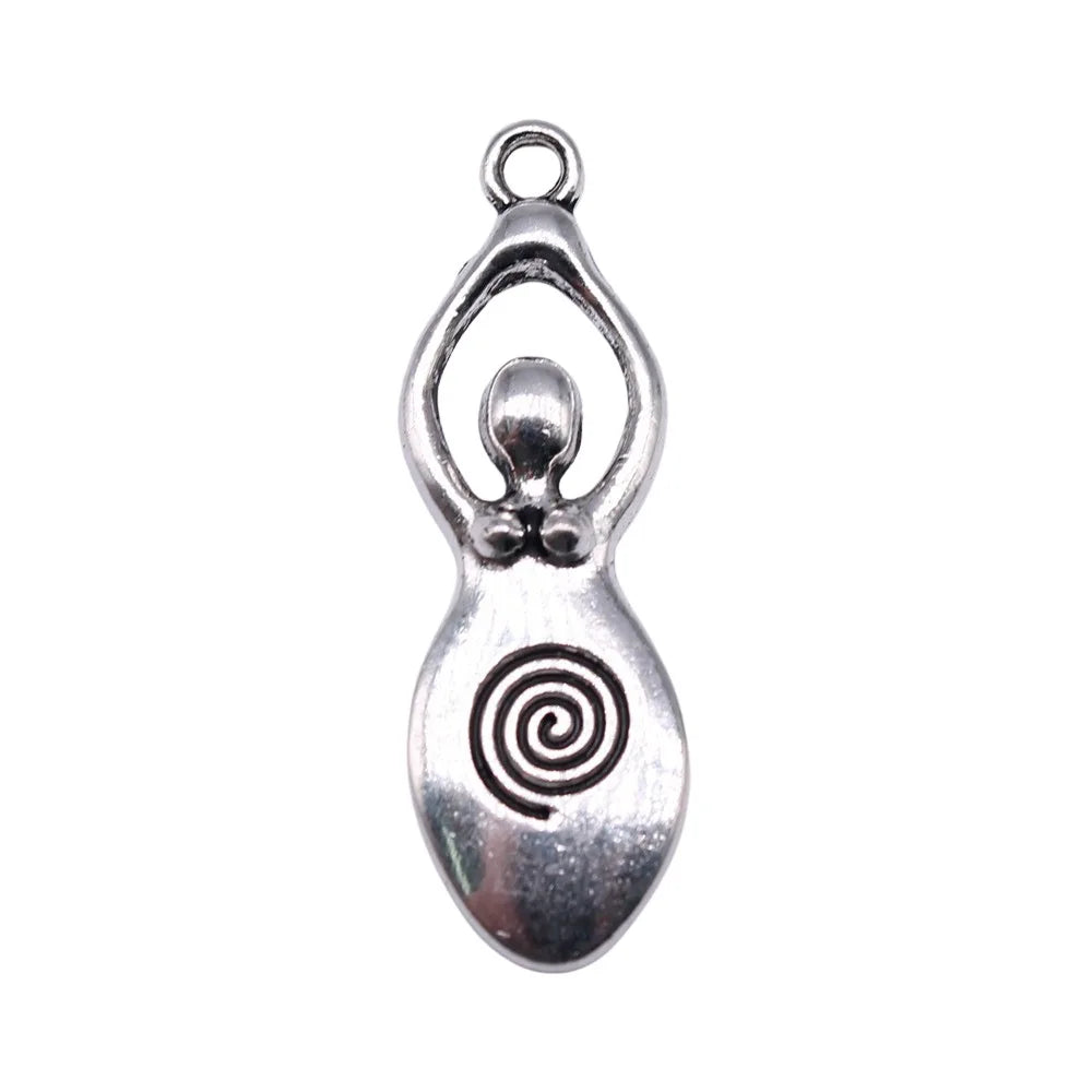 39x13mm 3g Antique Silver Zinc Alloy Fertility Goddess Mother Charm Pendant for DIY Necklace Making