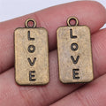 25x12mm 2.3g Antique Bronze Zinc Alloy Double Sided Love Charm Pendant for DIY Bracelet Necklace