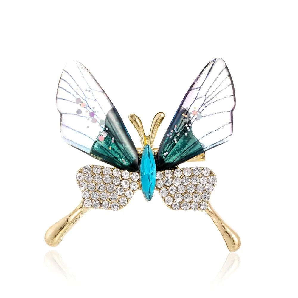 Elegant Butterfly Brooch With Transparent Acrylic Wings And Rhinestone Body, Luxury Lapel Pin Gift