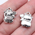 19.6x15.8x4.8mm 3.9g Antique Silver Tone Zinc Alloy Lucky Cat Charm Pendant for DIY Vintage Necklace Bracelet
