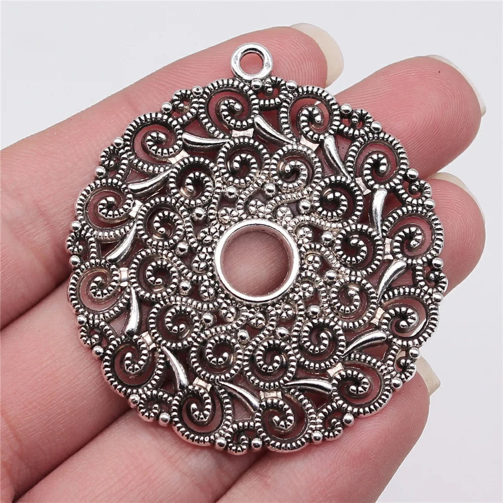49x49mm 11g Multicolor Zinc Alloy Geometric Round Ring Earring Charms Pendants for DIY Jewelry Making