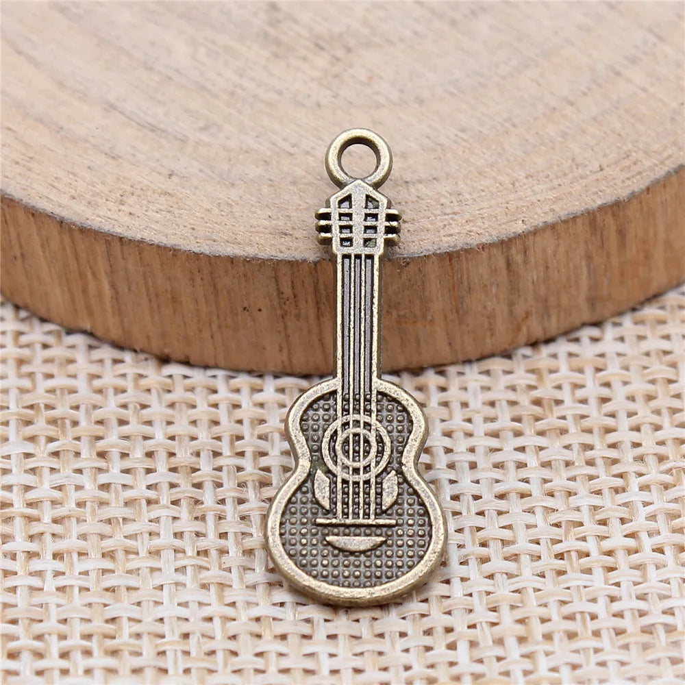 28x10mm 1.45g Multicolor Zinc Alloy Guitar Charm Pendant for DIY Bracelet Necklace Jewelry Making