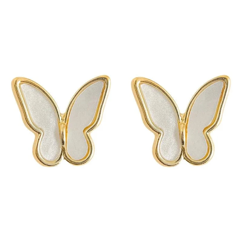 14K Gold Plated Copper Butterfly Stud Earrings Sweet Forest Style Daily Wear Jewelry For Women