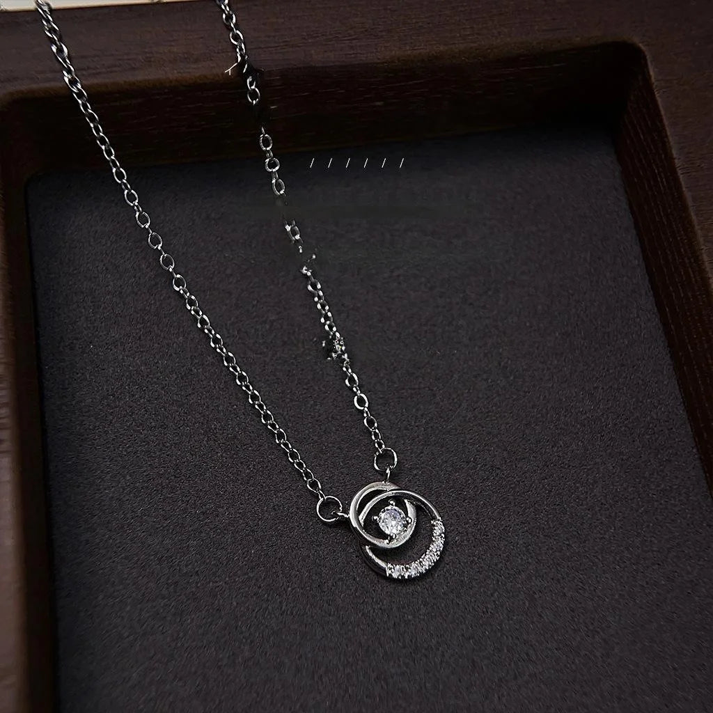 Copper Zircon Micro Pave Geometric Line Clavicle Necklace For Women Minimalist Trendy Jewelry