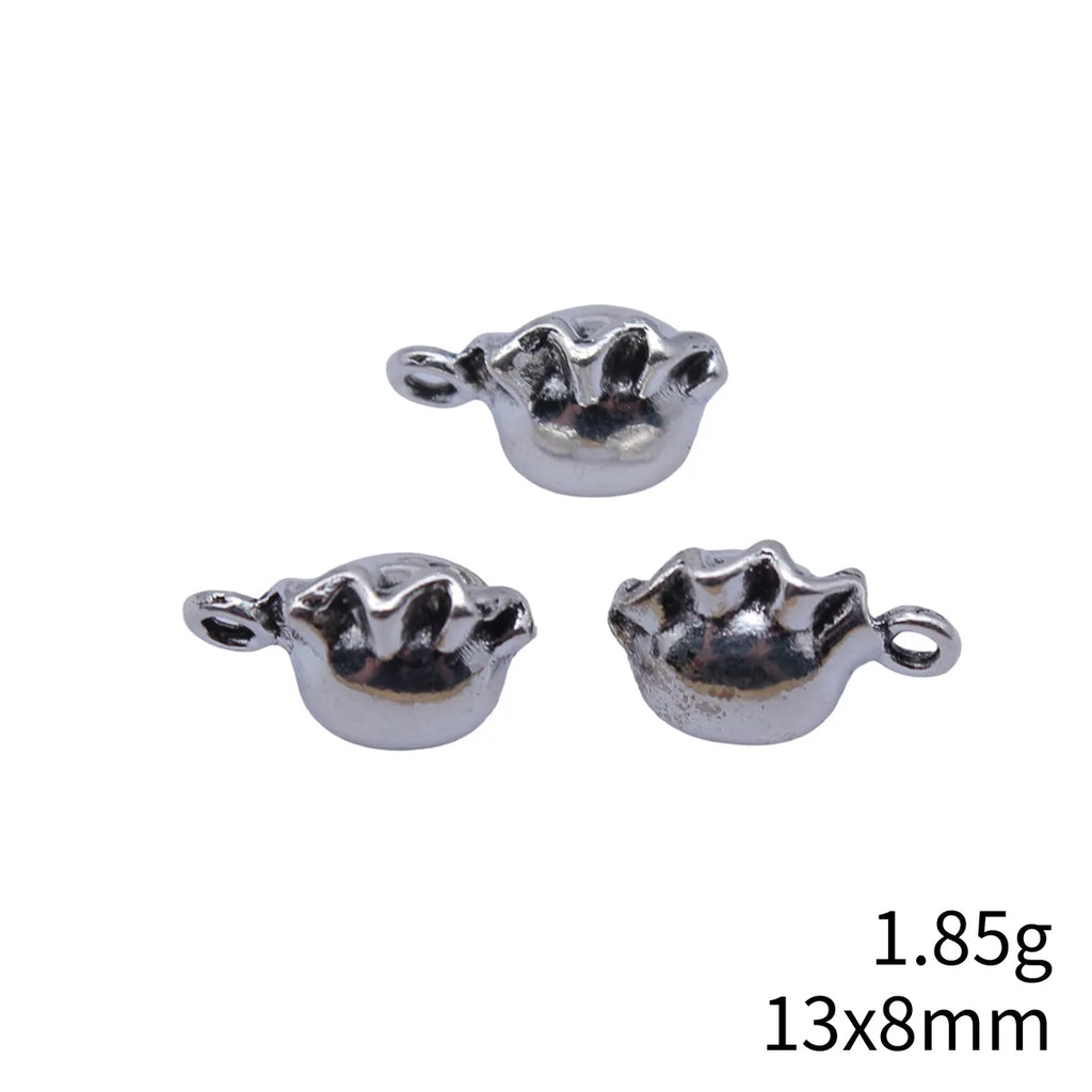 13x8mm 1.85g Antique Silver Zinc Alloy 3D Dumpling Charm Pendant for DIY Necklace Bracelet Making