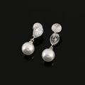Elegant Teardrop Zircon Halo Pearl Drop Alloy Stud & Clip On No Piercing Luxury Dangle Earrings