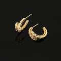 Light Luxury Snake Shape Zircon Hoop Stud & Clip On No Piercing Spiral Ear Cuff For Women Earrings