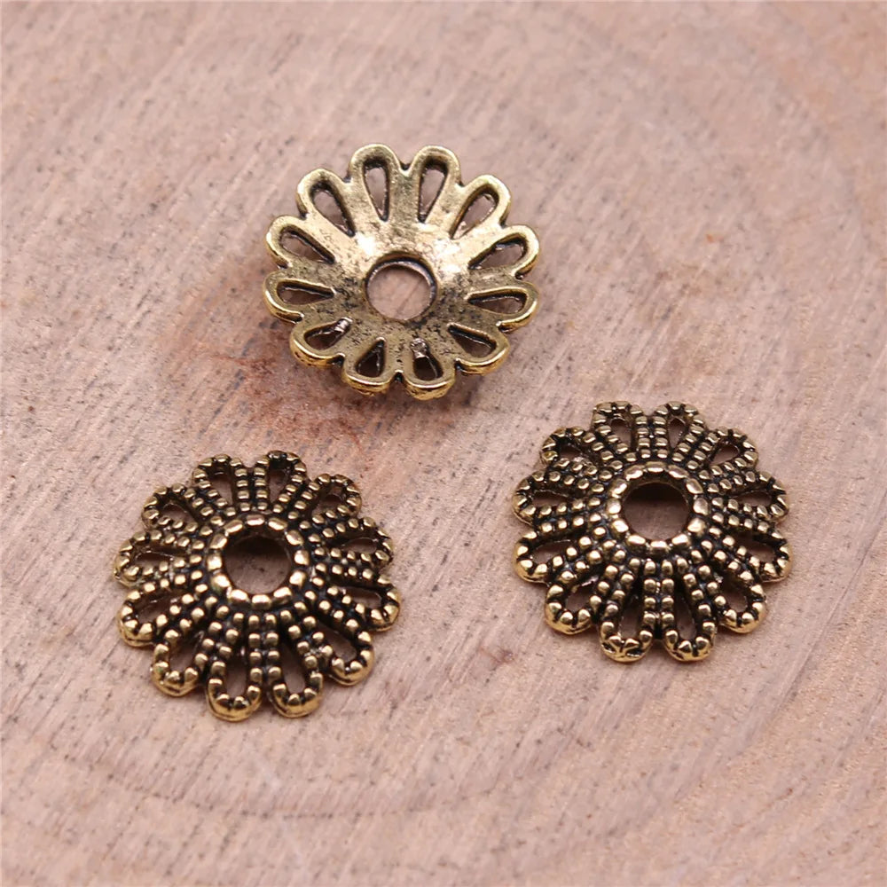 11x11x3mm 0.5g Multicolor Zinc Alloy Flower Bead Cap Spacer Findings for DIY Necklace Bracelet Making