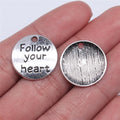 20x20mm 2g Antique Silver Zinc Alloy Follow Your Heart Word Tag Letter Charm Pendant for DIY Jewelry