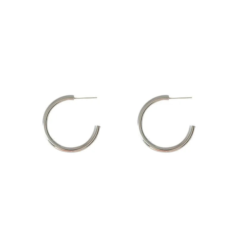 Minimalist 14K Plated Copper Smooth Round Stud Earrings Korean Style