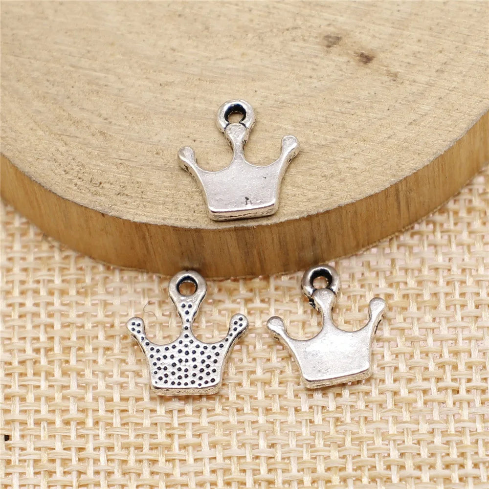 11x13mm 0.6g Multicolor Zinc Alloy Crown Charm Pendant for DIY Earring Necklace Bracelet Making