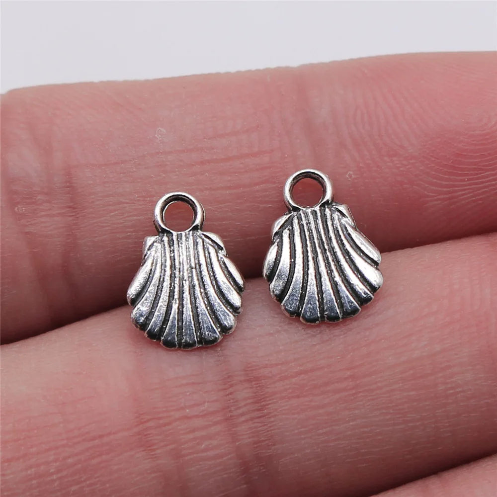 9x12mm 0.4g Antique Silver Zinc Alloy Shell Charm Pendant for DIY Necklace Bracelet Jewelry Making