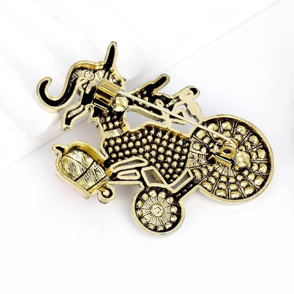 Cute Halloween Witch Riding Bicycle Pumpkin Enamel Rhinestone Alloy Brooch Lapel Pin Gift Accessory