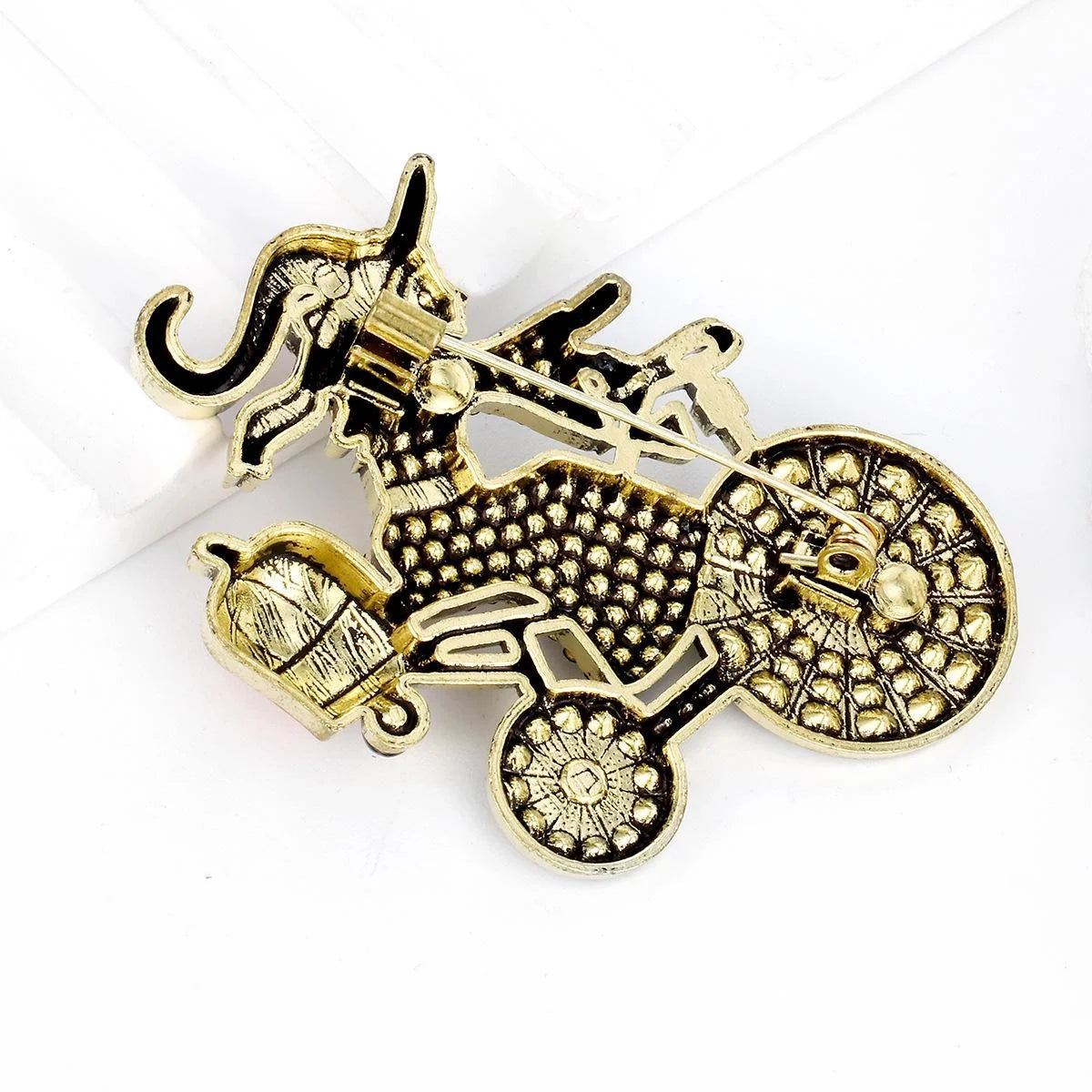 Cute Halloween Witch Riding Bicycle Pumpkin Enamel Rhinestone Alloy Brooch Lapel Pin Gift Accessory