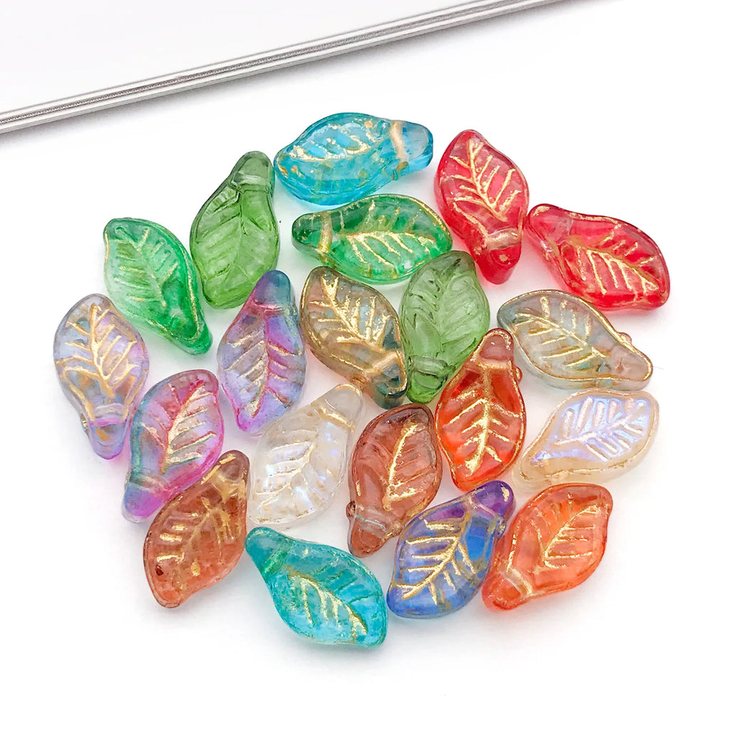 Glass Grape Leaf Mini Leaf Loose Beads for DIY Bracelet Necklace Beading Jewelry