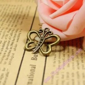 25x22MM Antique Silver Crystal Butterfly Charm Pendant for DIY Necklace Bracelet Jewelry Making