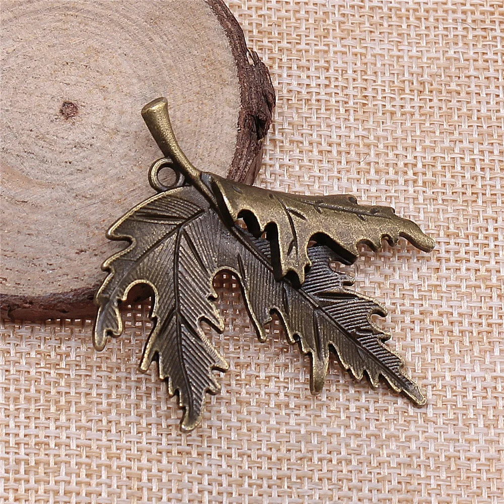 55x45mm 7.6g Multicolor Zinc Alloy Leaf Charm Pendant for Necklace Bracelet DIY Jewelry Making