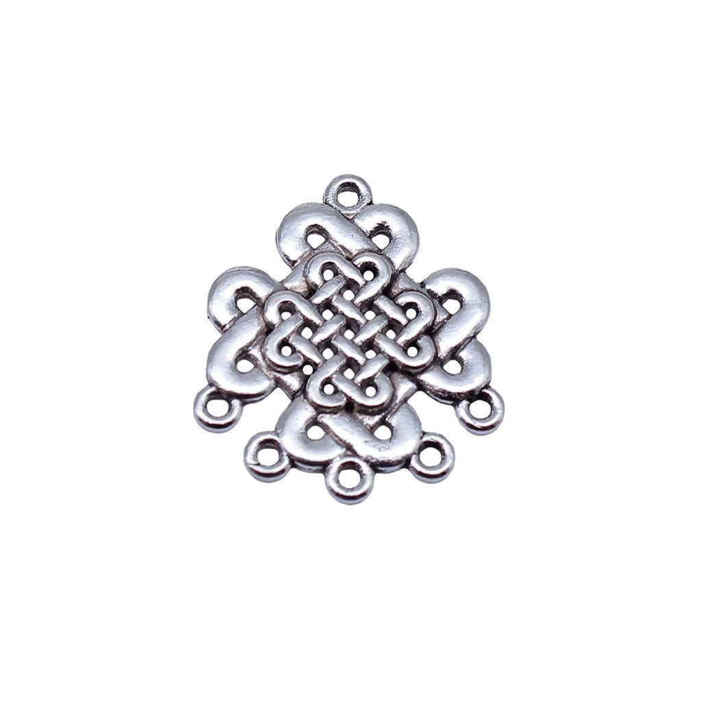 24x21mm 2.2g Antique Silver Zinc Alloy Chinese Knot Connector Charm for DIY Earrings Jewelry